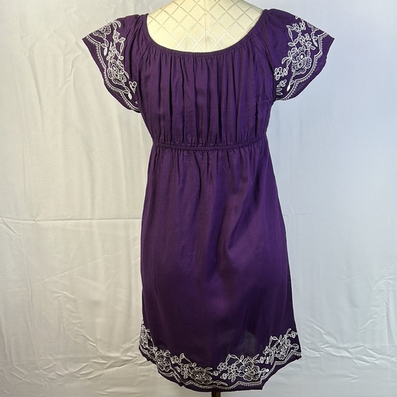 One Clothing Small Dress Purple and White Stitching New Elastic Neck and Waist - Picture 3 of 7